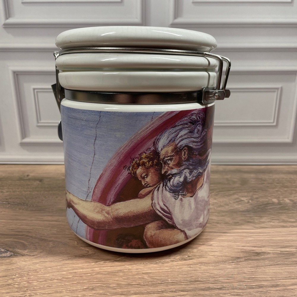 Master Renaissance Zengo Chaleur Ceramic Canister Michelangelo Creation of Adam